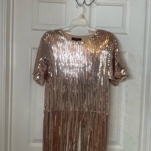 Gold Sequin Fringe Shirt